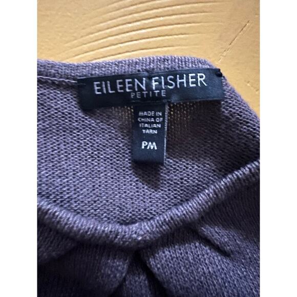 Eileen Fisher Brown Cotton Viscose Silk Knit Sleeveless V-Neck Tank Top PM - Picture 6 of 9